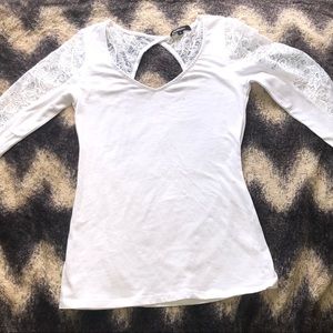 Ambiance White Lace 3/4 Sleeve Top